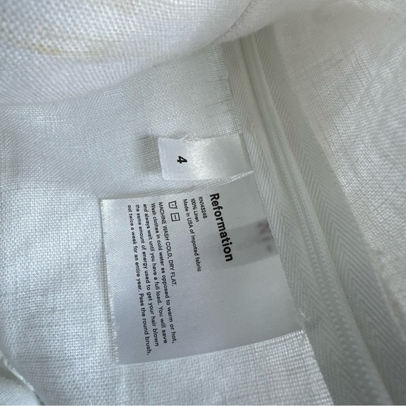 Reformation Stilton Linen Top White Square Neck Blouse size 4 - Picture 14 of 14